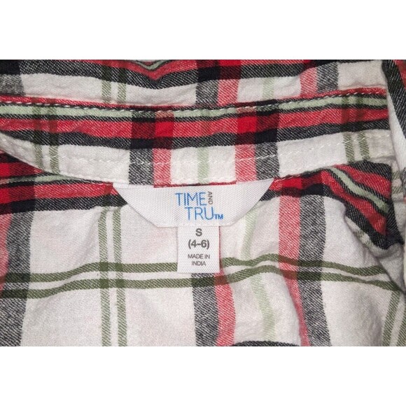 Time & Tru Shirt S Women's White Red Plaid Button Down Long Sleeve Classic - Picture 5 of 6